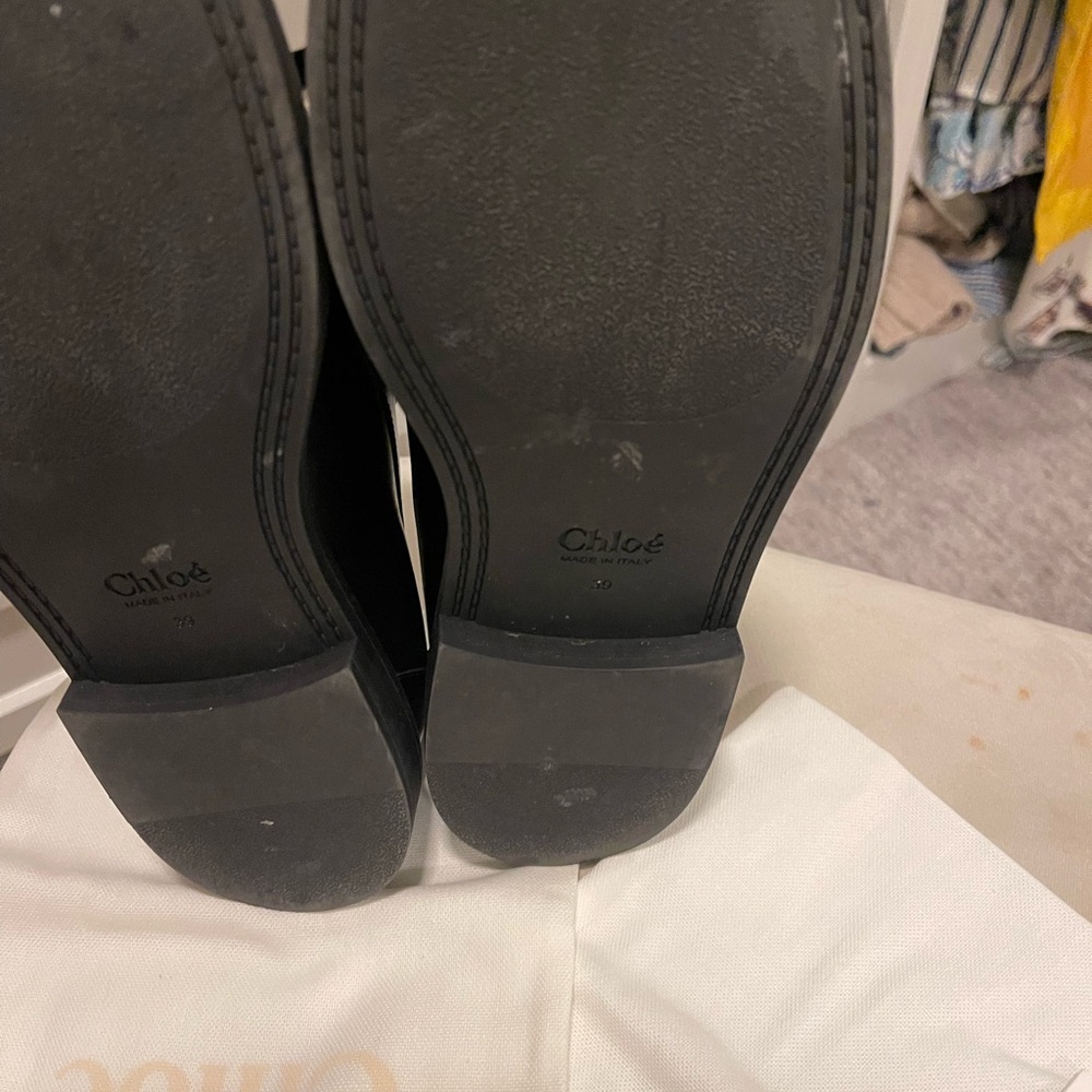 Chloe Marcie Black Leather Loafers, Sz 9 - Picture 4 of 6